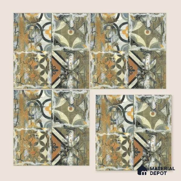 Moroccan Wall & Floor Tile TL 00298 Orange & Green Matte Finish 1 ft x 1 ft Glazed Vitrified Tile - 12 mm | Suitable for Bathroom, Kitchen, Accent/Feature Wall | Please Expect a Slight Variation of Pattern