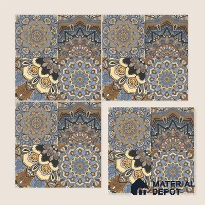 Moroccan Wall & Floor Tile TL 00303 Brown & Blue Matte Finish 1 ft x 1 ft Glazed Vitrified Tile - 12 mm | Suitable For Bathroom, Kitchen, Accent/Feature Wall | Please Expect a Slight Variation of Pattern