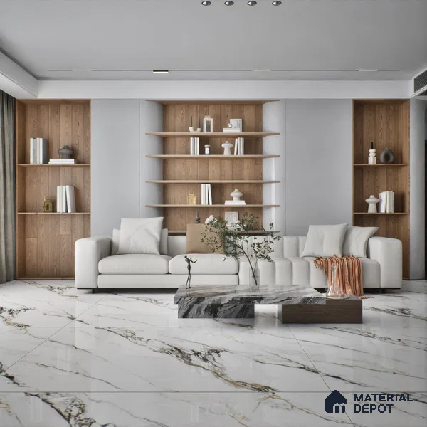 TL 00351 Pearl White 6 ft x 4 ft Glossy Finish Endless Vitrified Wall & Floor Tile - 9 mm | Adhesive and Spacers Must be Used During Installation