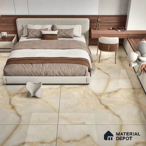 TL 00353 Brown 6 ft x 4 ft Glossy Finish Endless Vitrified Wall & Floor Tile - 9 mm | Adhesive and Spacers Must be Used During Installation