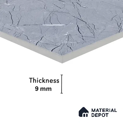 Marble Bardiglio Wall & Floor Tile TL 00360 Slate Grey 4 ft x 2 ft Matte Finish Vitrified Tile - 9 mm | Suitable For Living Room, Bedroom, Kitchen