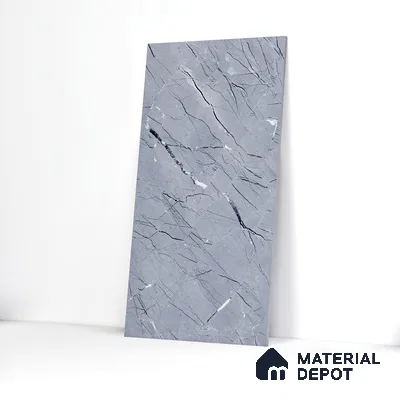 Marble Bardiglio Wall & Floor Tile TL 00360 Slate Grey 4 ft x 2 ft Matte Finish Vitrified Tile - 9 mm | Suitable For Living Room, Bedroom, Kitchen