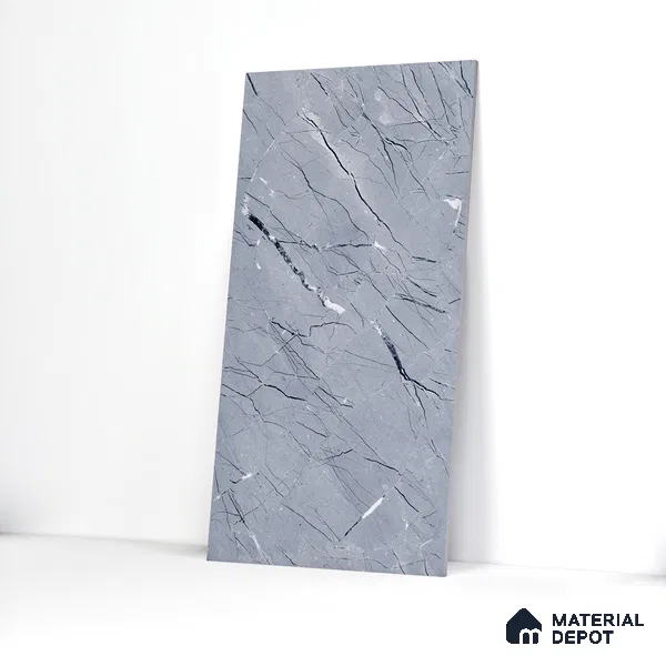 Marble Bardiglio Wall & Floor Tile TL 00360 Slate Grey 4 ft x 2 ft Matte Finish Vitrified Tile - 9 mm | Suitable For Living Room, Bedroom, Kitchen