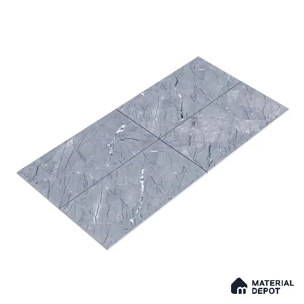 Marble Bardiglio Wall & Floor Tile TL 00360 Slate Grey 4 ft x 2 ft Matte Finish Vitrified Tile - 9 mm | Suitable For Living Room, Bedroom, Kitchen