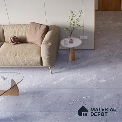 Marble Bardiglio Wall & Floor Tile TL 00360 Slate Grey 4 ft x 2 ft Matte Finish Vitrified Tile - 9 mm | Suitable For Living Room, Bedroom, Kitchen