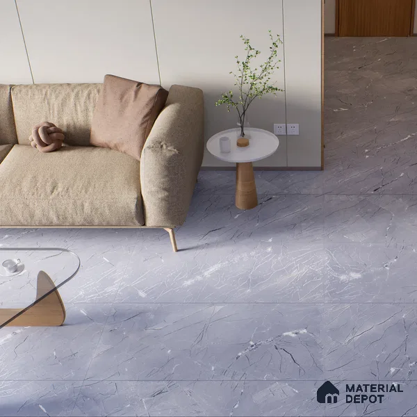 Marble Bardiglio Wall & Floor Tile TL 00360 Slate Grey 4 ft x 2 ft Matte Finish Vitrified Tile - 9 mm | Suitable For Living Room, Bedroom, Kitchen