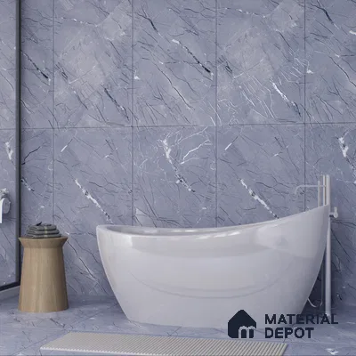 Marble Bardiglio Wall & Floor Tile TL 00360 Slate Grey 4 ft x 2 ft Matte Finish Vitrified Tile - 9 mm | Suitable For Living Room, Bedroom, Kitchen