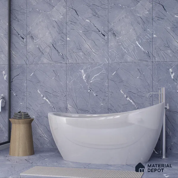 Marble Bardiglio Wall & Floor Tile TL 00360 Slate Grey 4 ft x 2 ft Matte Finish Vitrified Tile - 9 mm | Suitable For Living Room, Bedroom, Kitchen