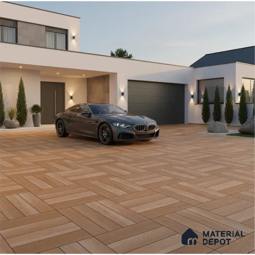 Parking Floor Tile TL 00416 Earth Brown 16 x 16 inch Vitrified Anti Skid Matte Finish Heavy Duty Tile - 12 mm | Suitable For Balcony, Terrace, Pathways | Pattern Alignment May Vary | 2-3 mm Spacer is Mandatory