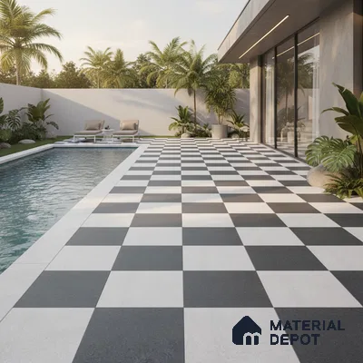 Parking Floor Tile TL 00418 B Light Ice White 16 x 16 inch Vitrified Anti Skid Matte Finish Heavy Duty Tile - 12 mm | Suitable For Balcony, Terrace, Pathways | Pattern Alignment May Vary | 2-3 mm Spacer is Mandatory