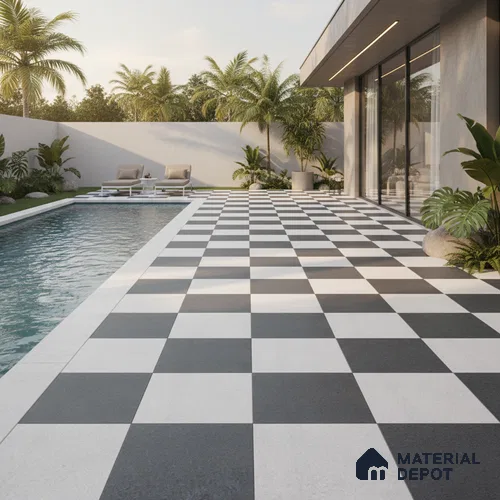 Parking Floor Tile TL 00418 B Light Ice White 16 x 16 inch Vitrified Anti Skid Matte Finish Heavy Duty Tile - 12 mm | Suitable For Balcony, Terrace, Pathways | Pattern Alignment May Vary | 2-3 mm Spacer is Mandatory