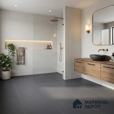 Parking Floor Tile TL 00418 A Dark Neo Black 16 x 16 inch Vitrified Anti Skid Matte Finish Heavy Duty Tile - 12 mm | Suitable For Balcony, Bathroom, Pathways | Pattern Alignment May Vary | 2-3 mm Spacer is Mandatory