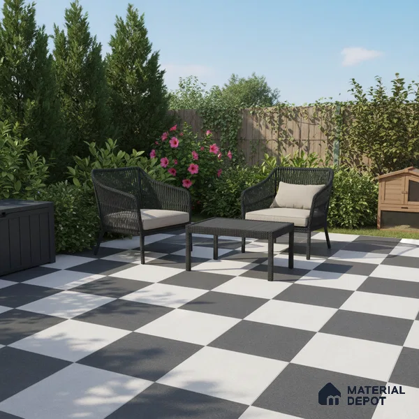 Parking Floor Tile TL 00418 A Dark Neo Black 16 x 16 inch Vitrified Anti Skid Matte Finish Heavy Duty Tile - 12 mm | Suitable For Balcony, Bathroom, Pathways | Pattern Alignment May Vary | 2-3 mm Spacer is Mandatory