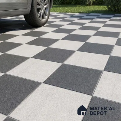 Parking Floor Tile TL 00418 A Dark Neo Black 16 x 16 inch Vitrified Anti Skid Matte Finish Heavy Duty Tile - 12 mm | Suitable For Balcony, Bathroom, Pathways | Pattern Alignment May Vary | 2-3 mm Spacer is Mandatory