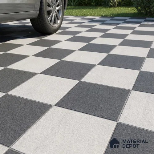 Parking Floor Tile TL 00418 A Dark Neo Black 16 x 16 inch Vitrified Anti Skid Matte Finish Heavy Duty Tile - 12 mm | Suitable For Balcony, Bathroom, Pathways | Pattern Alignment May Vary | 2-3 mm Spacer is Mandatory