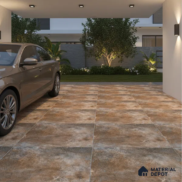 TL 00419 Rustic Brown 16 x 16 inch Matte Finish Parking Anti Skid Vitrified Floor Tile - 12 mm | Pattern Alignment May Vary | 2-3 mm Spacer is Mandatory