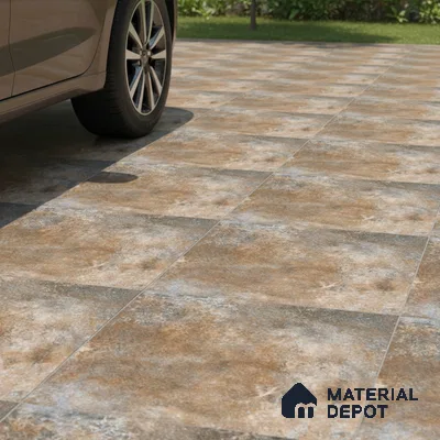 TL 00419 Rustic Brown 16 x 16 inch Matte Finish Parking Anti Skid Vitrified Floor Tile - 12 mm | Pattern Alignment May Vary | 2-3 mm Spacer is Mandatory