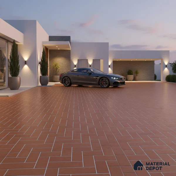 Parking Floor Tile TL 00420 Geometric Brown 16 x 16 inch Vitrified Anti Skid Matte Finish Heavy Duty Tile - 12 mm | Suitable For Balcony, Terrace, Pathways | Pattern Alignment May Vary | 2-3 mm Spacer is Mandatory