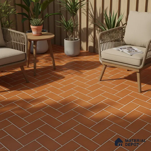 Parking Floor Tile TL 00420 Geometric Brown 16 x 16 inch Vitrified Anti Skid Matte Finish Heavy Duty Tile - 12 mm | Suitable For Balcony, Terrace, Pathways | Pattern Alignment May Vary | 2-3 mm Spacer is Mandatory