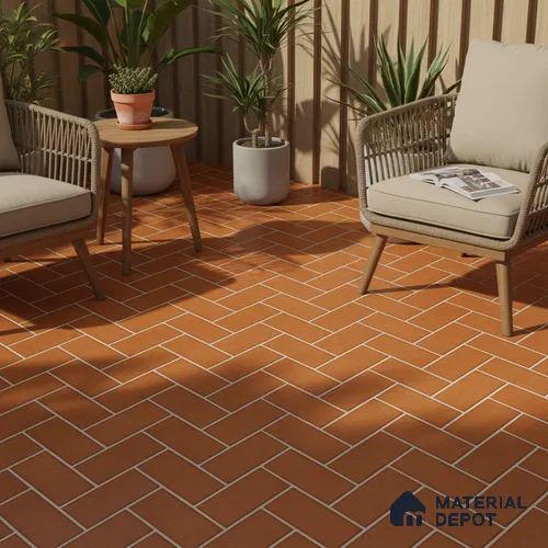 Parking Floor Tile TL 00420 Geometric Brown 16 x 16 inch Vitrified Anti Skid Matte Finish Heavy Duty Tile - 12 mm | Suitable For Balcony, Terrace, Pathways | Pattern Alignment May Vary | 2-3 mm Spacer is Mandatory