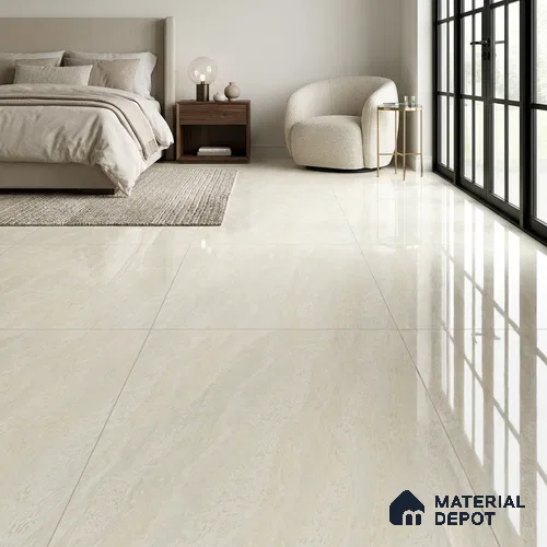 Double Charge Floor & Wall Tile TL 00425 Dualcore Everest White 4 ft x 2 ft Vitrified Glossy Finish - 9 mm | Suitable for Bedroom, Living Room, Office & Bathroom Wall