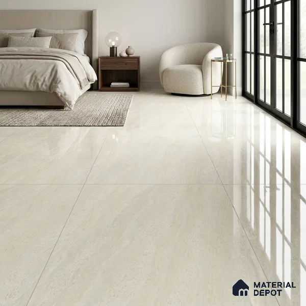 Double Charge Floor & Wall Tile TL 00425 Dualcore Everest White 4 ft x 2 ft Vitrified Glossy Finish - 9 mm | Suitable for Bedroom, Living Room, Office & Bathroom Wall
