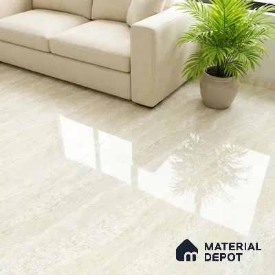 Double Charge Floor & Wall Tile TL 00425 Dualcore Everest White 4 ft x 2 ft Vitrified Glossy Finish - 9 mm | Suitable for Bedroom, Living Room, Office & Bathroom Wall