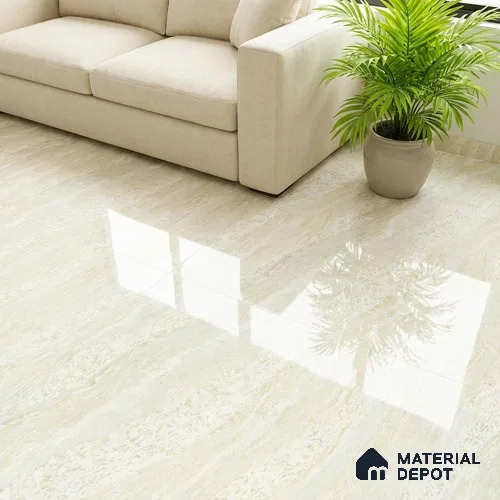 Double Charge Floor & Wall Tile TL 00425 Dualcore Everest White 4 ft x 2 ft Vitrified Glossy Finish - 9 mm | Suitable for Bedroom, Living Room, Office & Bathroom Wall