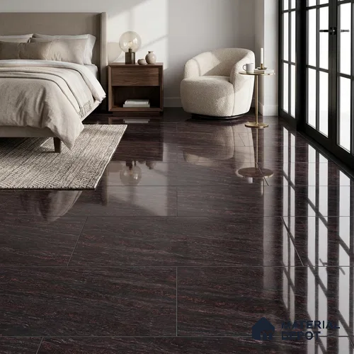 Double Charge Floor & Wall Tile TL 00427 Dualcore Jet Black 4 ft x 2 ft Vitrified Glossy Finish - 9 mm | Suitable for Bedroom, Living Room, Office & Bathroom Wall