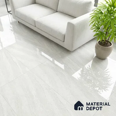 Double Charge Floor & Wall Tile TL 00428 Dualcore Frosty White 4 ft x 2 ft Vitrified Glossy Finish - 9 mm | Suitable for Bedroom, Living Room, Office & Bathroom Wall