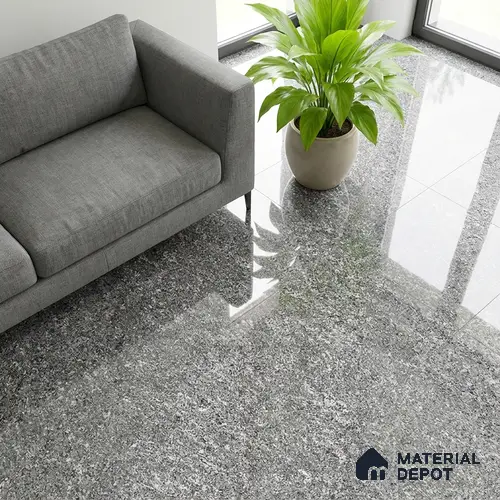 Double Charge Floor & Wall Tile TL 00429 Dualcore Ash Grey 4 ft x 2 ft Vitrified Glossy Finish - 9 mm | Suitable for Bedroom, Living Room, Office & Bathroom Wall