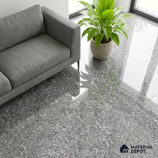 Double Charge Floor & Wall Tile TL 00429 Dualcore Ash Grey 4 ft x 2 ft Vitrified Glossy Finish - 9 mm | Suitable for Bedroom, Living Room, Office & Bathroom Wall