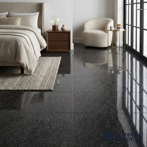 Double Charge Floor & Wall Tile TL 00430 Dualcore Inky Black 4 ft x 2 ft Vitrified Glossy Finish - 9 mm | Suitable for Bedroom, Living Room, Office & Bathroom Wall