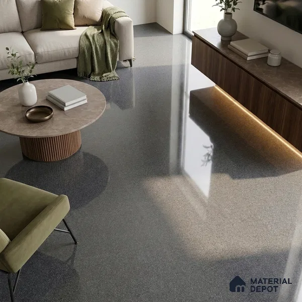 Stone Double Charge Wall & Floor Tile TL 00430 Inky Black 4 ft x 2 ft Glossy Finish Vitrified Tile - 9 mm | Suitable for Living Room, Dining, Feature / Accent Walls