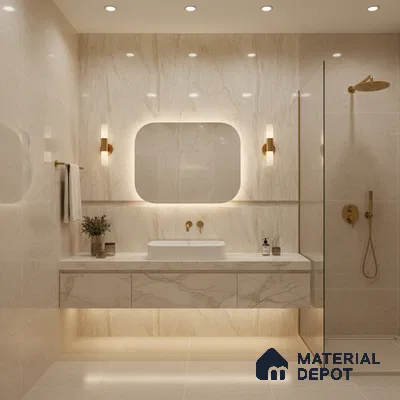 Double Charge Floor & Wall Tile TL 00432 Dualcore Vanilla Beige 4 ft x 2 ft Vitrified Glossy Finish - 9 mm | Suitable for Bedroom, Living Room, Office & Bathroom Wall