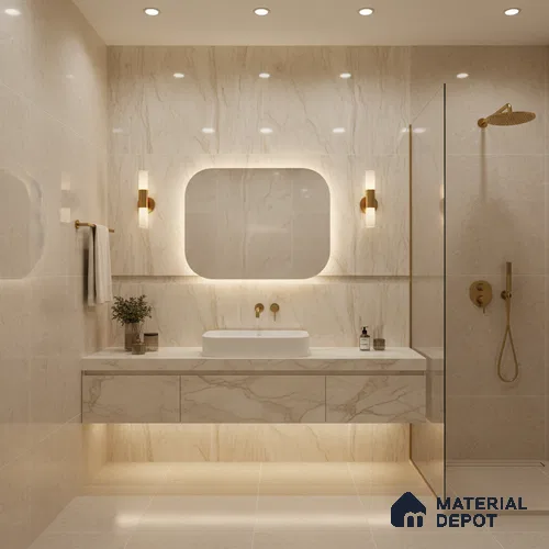 Double Charge Floor & Wall Tile TL 00432 Dualcore Vanilla Beige 4 ft x 2 ft Vitrified Glossy Finish - 9 mm | Suitable for Bedroom, Living Room, Office & Bathroom Wall