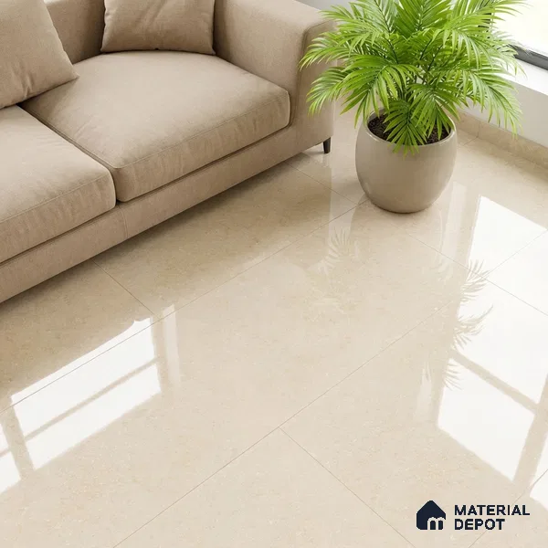 Double Charge Floor & Wall Tile TL 00432 Dualcore Vanilla Beige 4 ft x 2 ft Vitrified Glossy Finish - 9 mm | Suitable for Bedroom, Living Room, Office & Bathroom Wall