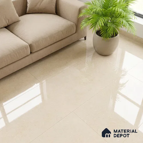 Double Charge Floor & Wall Tile TL 00432 Dualcore Vanilla Beige 4 ft x 2 ft Vitrified Glossy Finish - 9 mm | Suitable for Bedroom, Living Room, Office & Bathroom Wall