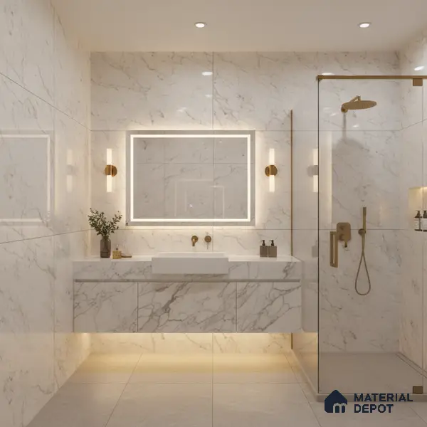 Double Charge Floor & Wall Tile TL 00433 Dualcore Ice White 4 ft x 2 ft Vitrified Glossy Finish - 9 mm | Suitable for Bedroom, Living Room, Office & Bathroom Wall