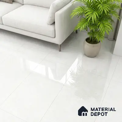 Double Charge Floor & Wall Tile TL 00433 Dualcore Ice White 4 ft x 2 ft Vitrified Glossy Finish - 9 mm | Suitable for Bedroom, Living Room, Office & Bathroom Wall