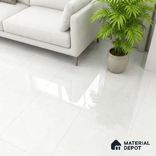 Double Charge Floor & Wall Tile TL 00433 Dualcore Ice White 4 ft x 2 ft Vitrified Glossy Finish - 9 mm | Suitable for Bedroom, Living Room, Office & Bathroom Wall