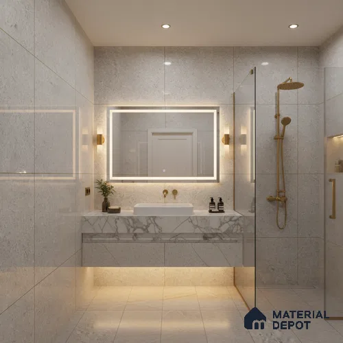 Double Charge Floor & Wall Tile TL 00434 Dualcore Misty Grey 4 ft x 2 ft Vitrified Glossy Finish - 9 mm | Suitable for Bedroom, Living Room, Office & Bathroom Wall
