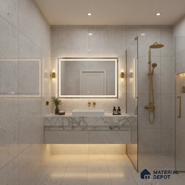 Double Charge Floor & Wall Tile TL 00434 Dualcore Misty Grey 4 ft x 2 ft Vitrified Glossy Finish - 9 mm | Suitable for Bedroom, Living Room, Office & Bathroom Wall