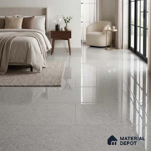 Double Charge Floor & Wall Tile TL 00434 Dualcore Misty Grey 4 ft x 2 ft Vitrified Glossy Finish - 9 mm | Suitable for Bedroom, Living Room, Office & Bathroom Wall