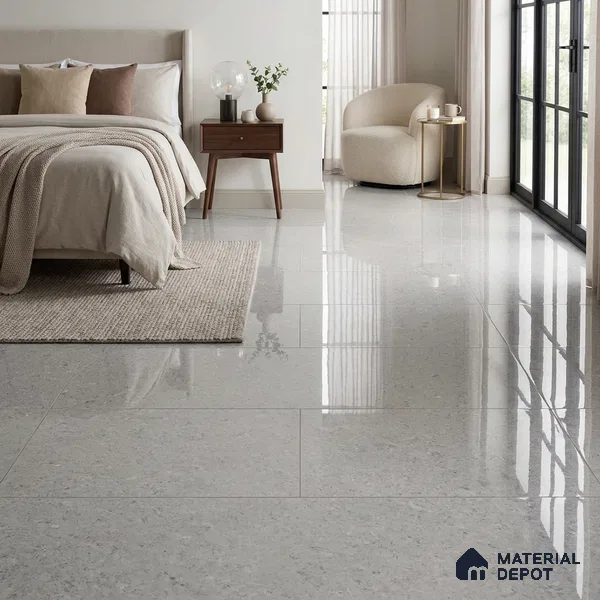 Double Charge Floor & Wall Tile TL 00434 Dualcore Misty Grey 4 ft x 2 ft Vitrified Glossy Finish - 9 mm | Suitable for Bedroom, Living Room, Office & Bathroom Wall