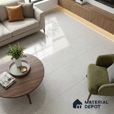 Stone Double Charge Wall & Floor Tile TL 00434 Misty Grey 4 ft x 2 ft Glossy Finish Vitrified Tile - 9 mm | Suitable for Living Room, Dining, Feature / Accent Walls