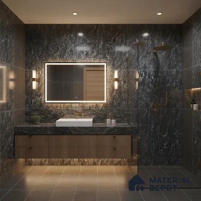 Double Charge Floor & Wall Tile TL 00438 Dualcore Tint Black 4 ft x 2 ft Vitrified Glossy Finish - 9 mm | Suitable for Bedroom, Living Room, Office & Bathroom Wall