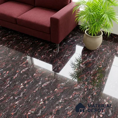 Double Charge Floor & Wall Tile TL 00439 Dualcore Foxy Red 4 ft x 2 ft Vitrified Glossy Finish - 9 mm | Suitable for Bedroom, Living Room, Office & Bathroom Wall