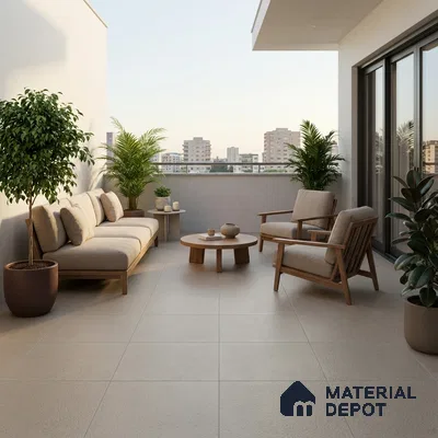 Budget Friendly Plain Look Value for Money Parking Beige Crema Floor Tile 16 x 16 inch | TL 00591 | Vitrified Matte Finish Tile - 12 mm | Suitable For Parking, Outdoor, Balcony & Terrace | Pattern Alignment May Vary | 2-3 mm Spacer is Mandatory