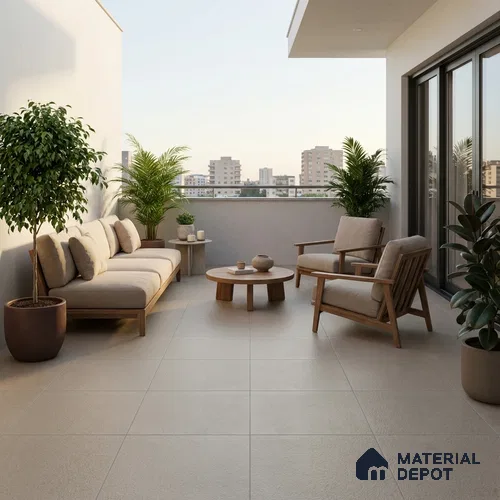 Budget Friendly Plain Look Value for Money Parking Beige Crema Floor Tile 16 x 16 inch | TL 00591 | Vitrified Matte Finish Tile - 12 mm | Suitable For Parking, Outdoor, Balcony & Terrace | Pattern Alignment May Vary | 2-3 mm Spacer is Mandatory